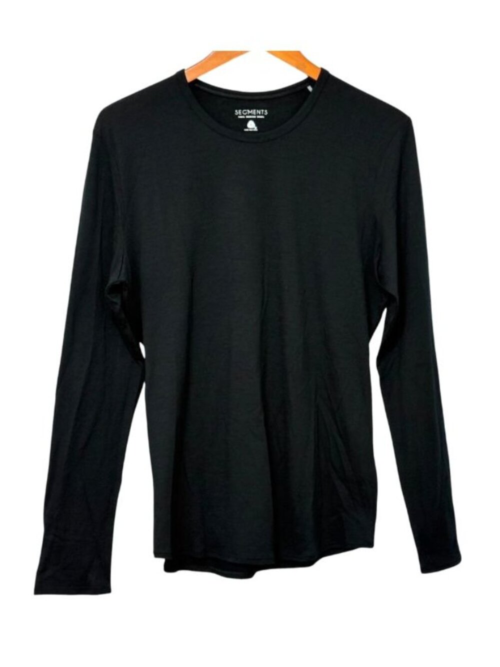 Segments Women's Merino Wool Top Black Long Sleeve Round Neck Base Layer Size L